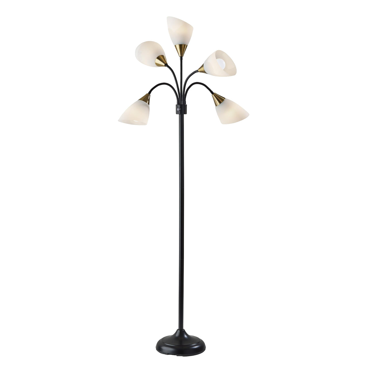 Adesso Floor Lamp with 5 Movable Shades & Adjustable Brightness, Brushed Steel Finish, Silver Perfect Lighting for Bedroom Decor, Beauty & Art Studio