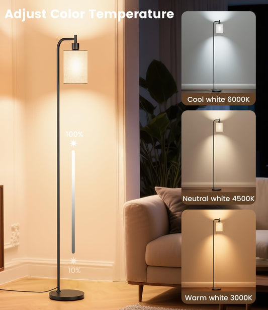 SIBRILLE 2-Pack Floor Lamps with Linen Shade for Living Room Bedroom Corner