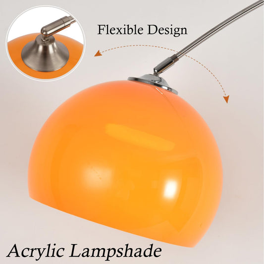 Orange Arc Floor Lamps for Living Room,Mid Century Modern,Marble Base