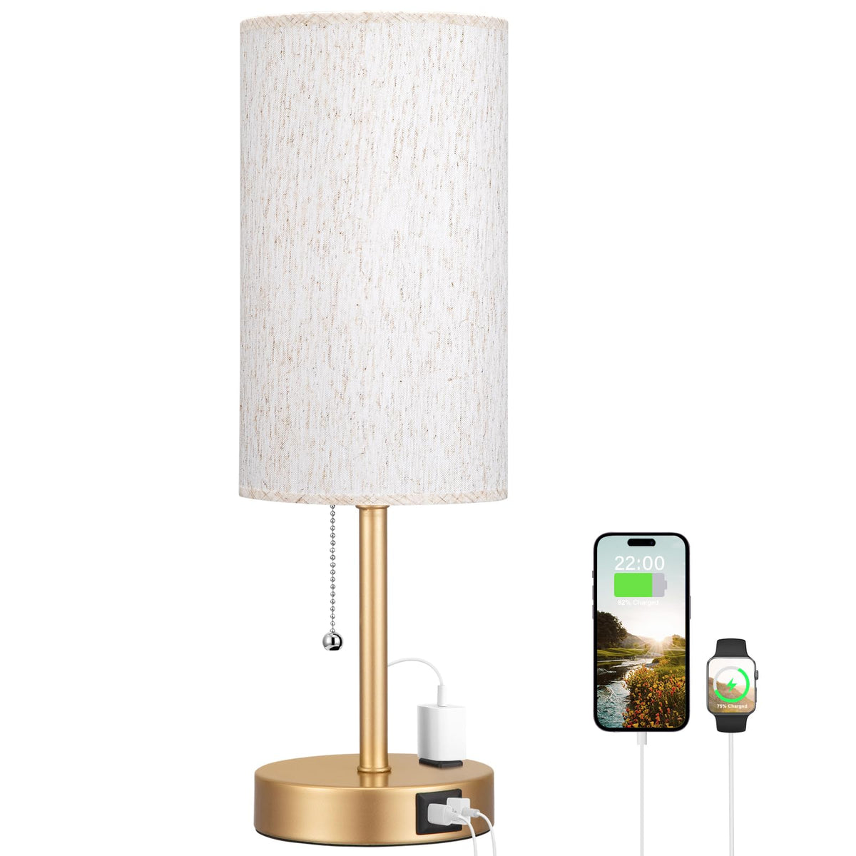 Dicoool Bedside Table Lamp for Bedroom - Small Desk Lamp with USB Ports