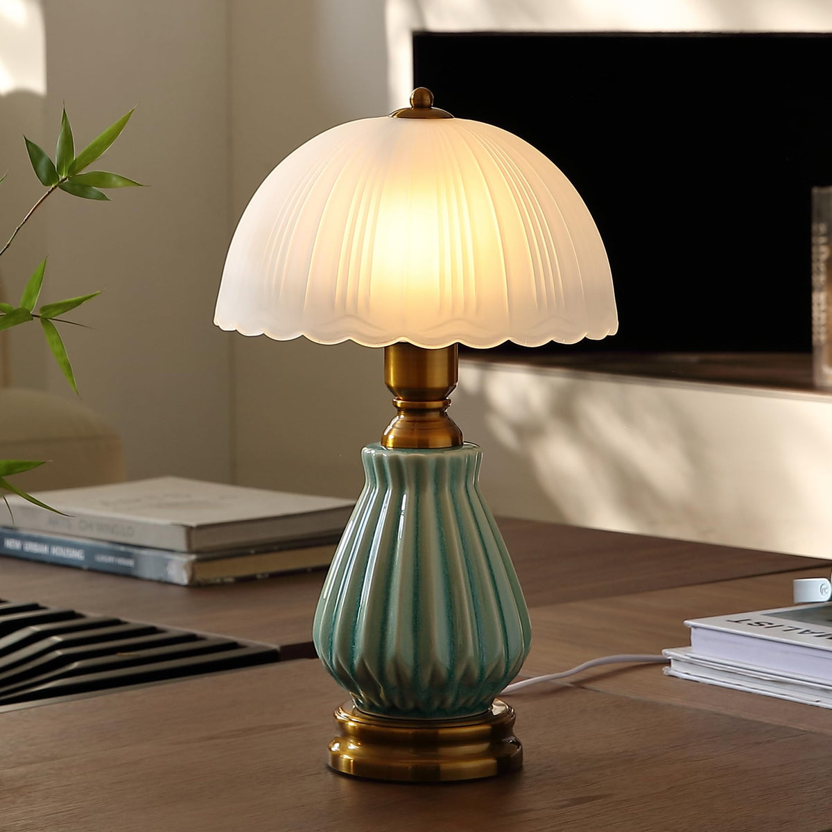 Glivpny 16" Vintage Ceramic Table Lamp for Bedroom,Mushroom Lamps (LD001)
