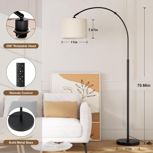 Ambimall 70" Dimmable Arc Floor Lamp with Remote, Color Temp Adjustable