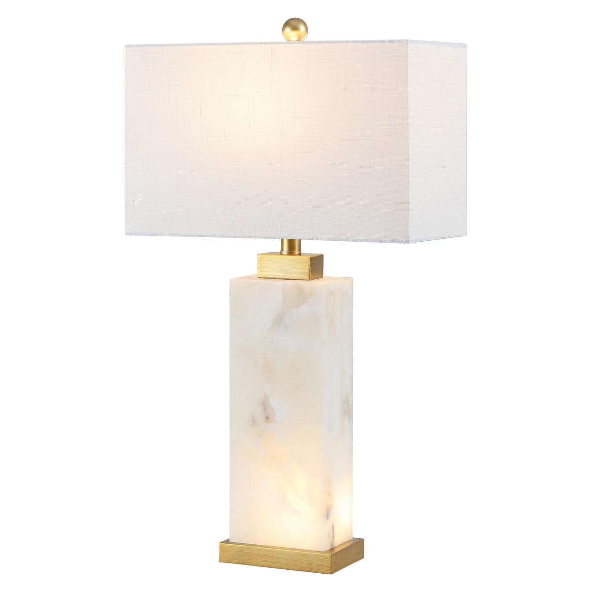 JONATHAN Y Elizabeth Alabaster Nightlight Lamp 27.5", White/Gold Painting