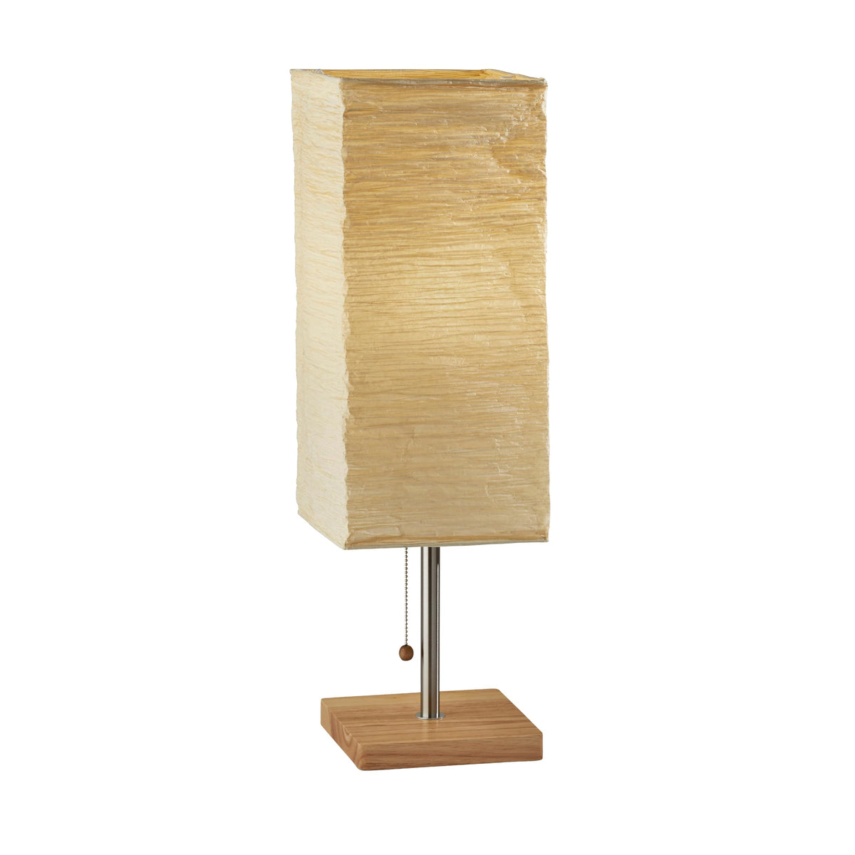 Adesso 3-Light Floor Lamp, Natural Wood & Beige, Adjustable, 58”
