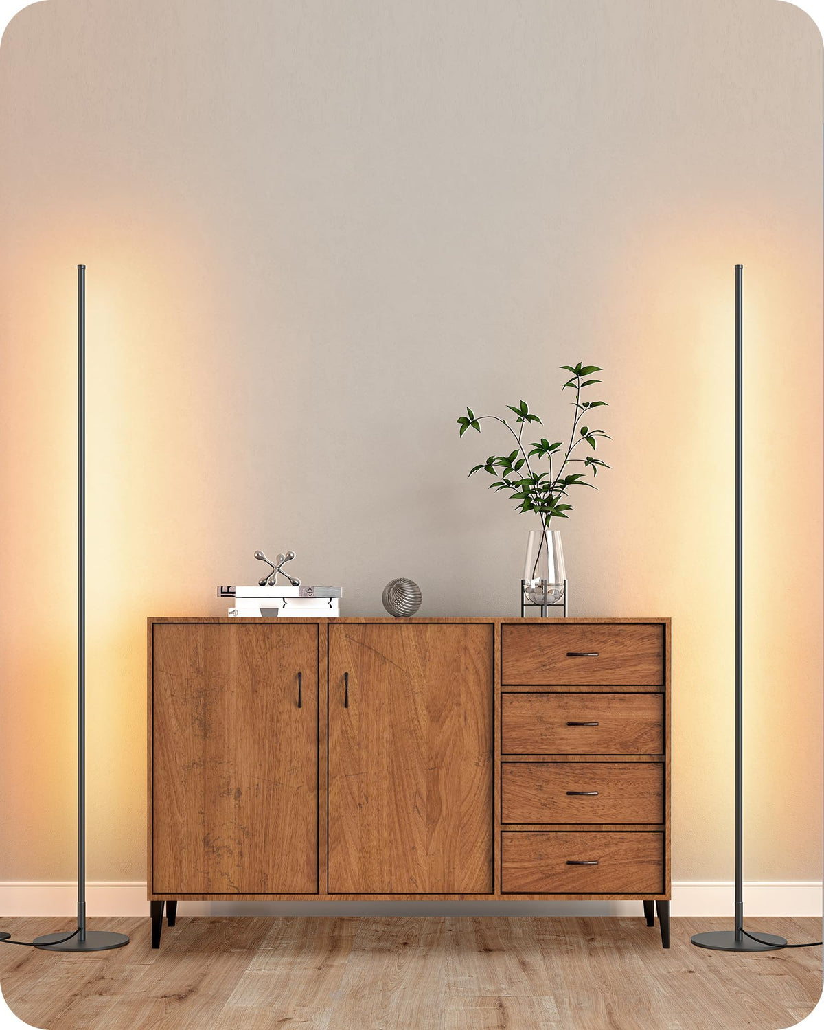 EDISHINE 2 Pack 57.5” Floor Lamp with Remote, Dimmable & 7 CCT Adjustable