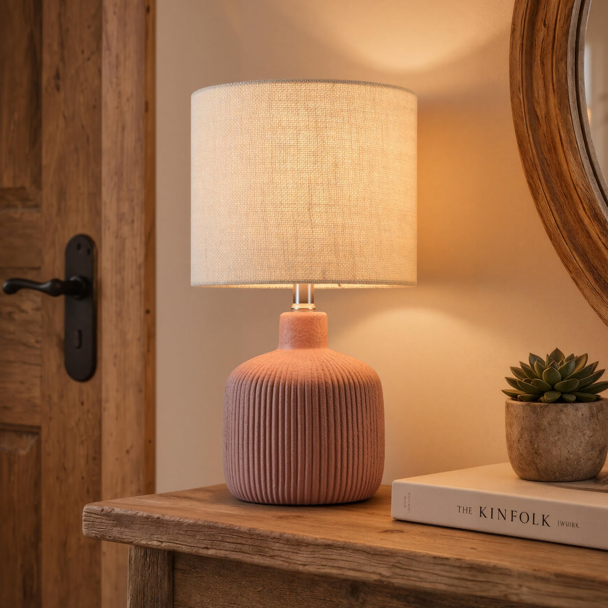 Ceramic Table Lamp, Off-White, 17.75"