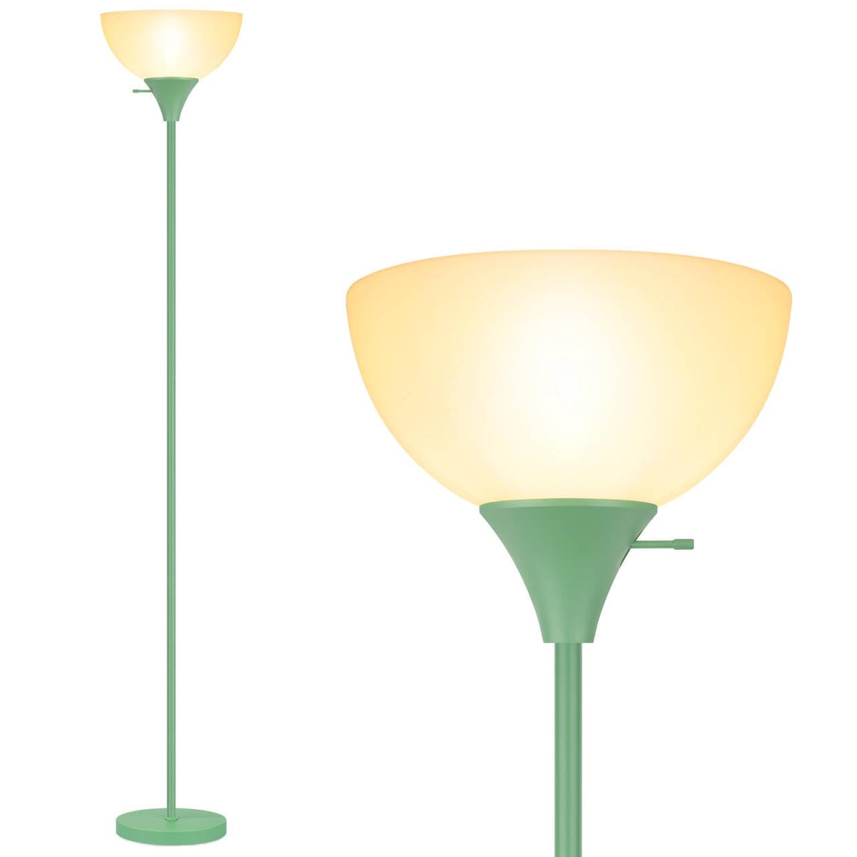 Coucrek Floor Lamp, LED Standing Lamps with White Plastic Shade, Black Modern Torchiere Floor Lamp, Tall Lamps for Living Room Dorm, Bulb not Included