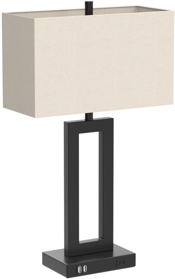 TOBUSA 22" Table Lamp Set of 2, Modern Nightstand Lamp with 2 USB Ports