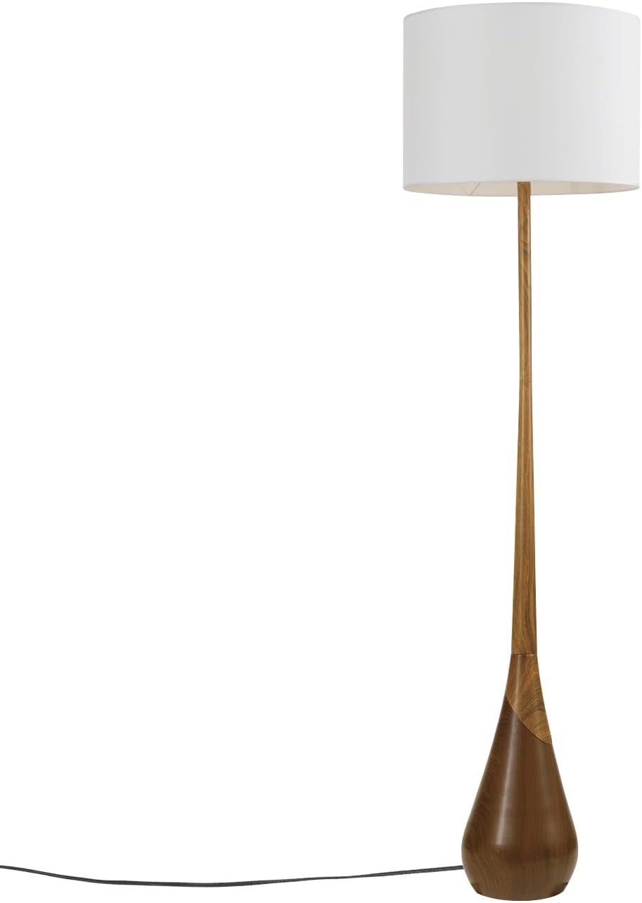 Novogratz x Globe Harrington 65 in Floor Lamp, 2-Tone Wood-Tone Base