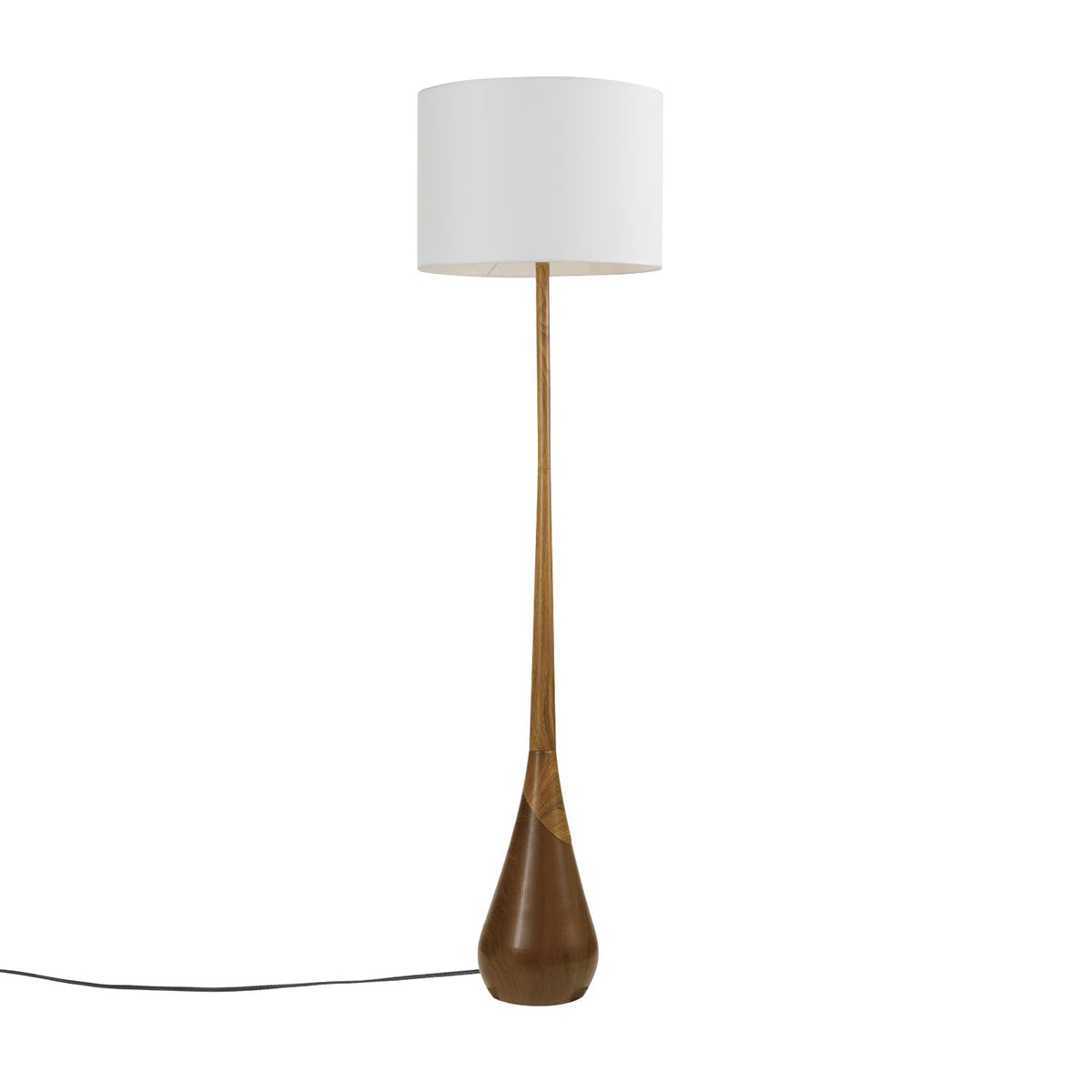 Novogratz x Globe Harrington 65 in Floor Lamp, 2-Tone Wood-Tone Base