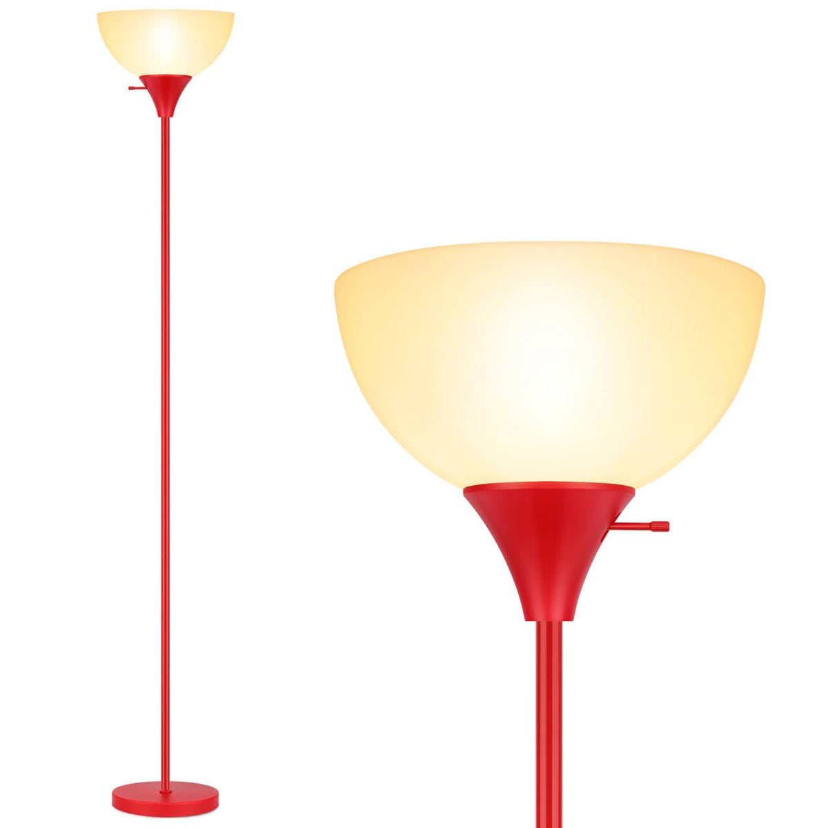 Coucrek Floor Lamp, LED Standing Lamps with White Plastic Shade, Black Modern Torchiere Floor Lamp, Tall Lamps for Living Room Dorm, Bulb not Included