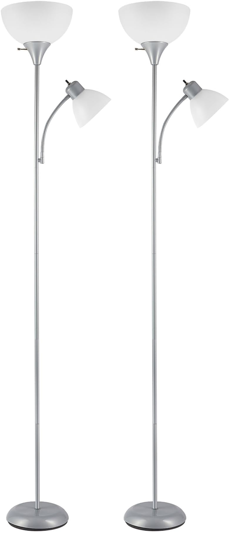 Globe Electric 67135 72" Floor Lamp with Adjustable Reading Light, Bright, Easy-to-Assemble Torchiere for Bedroom, Living Room & Office - Space-Saving Slim Design