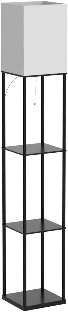 SUNMORY Floor Lamp with Shelves, Standing Lamps for Living Room, Black