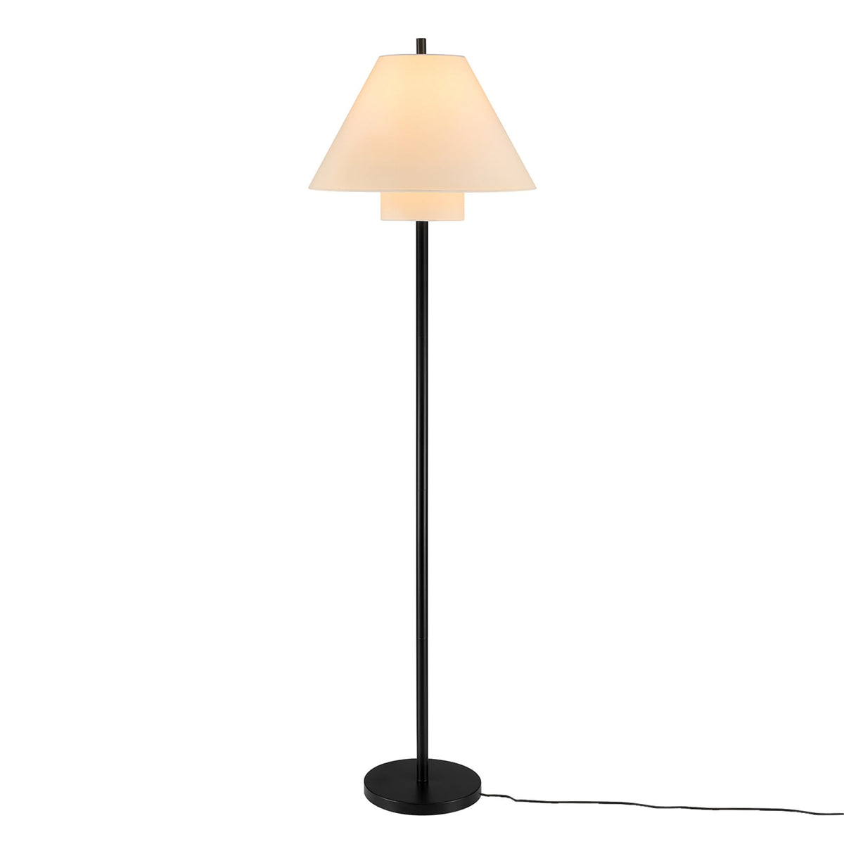 Novogratz x Globe Harrington 65 in Floor Lamp, 2-Tone Wood-Tone Base