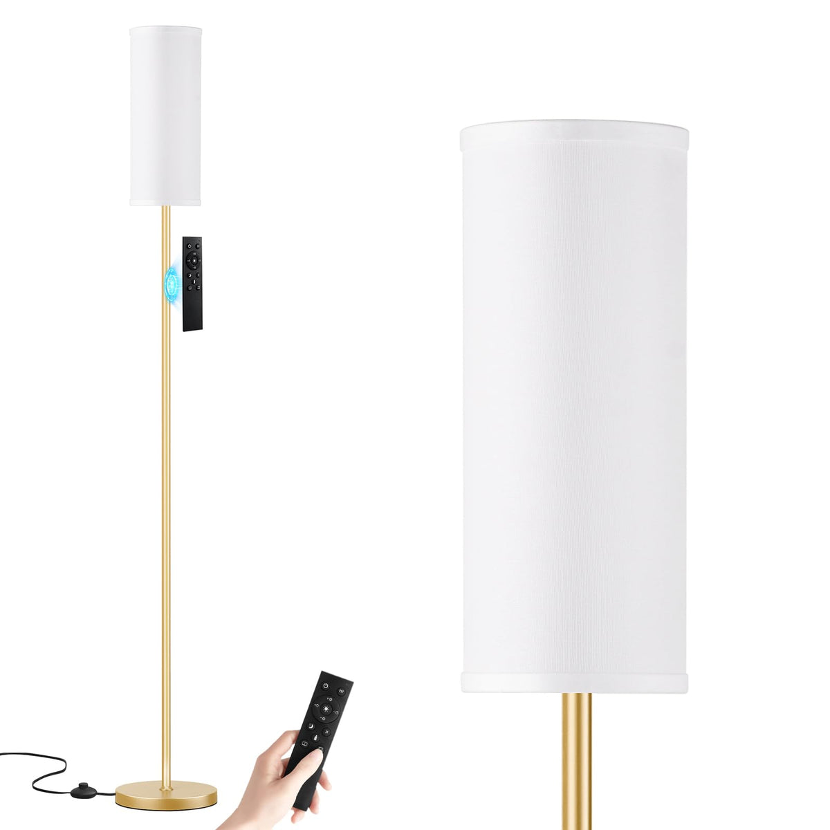 Ambimall 64" Modern Floor Lamp with Remote Control, 9W Bulb Included