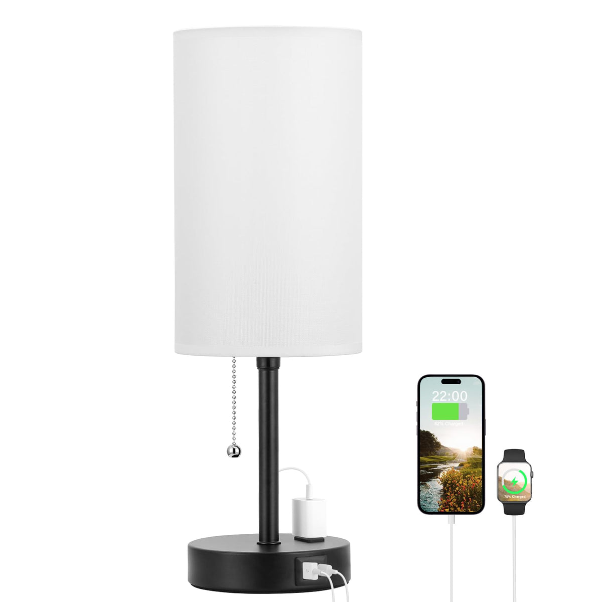 Dicoool Bedside Table Lamp for Bedroom - Small Desk Lamp with USB Ports