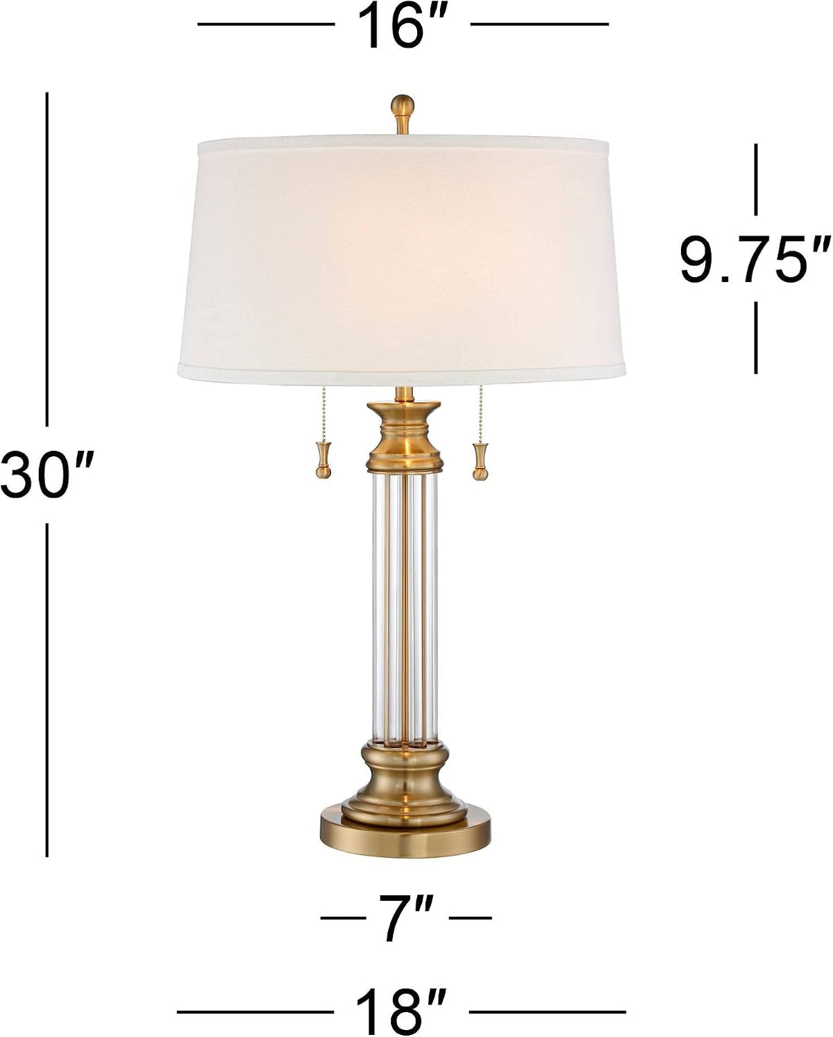 Rolland 30" Large Table Lamps Set of 2 Gold Brass Glass Antique
