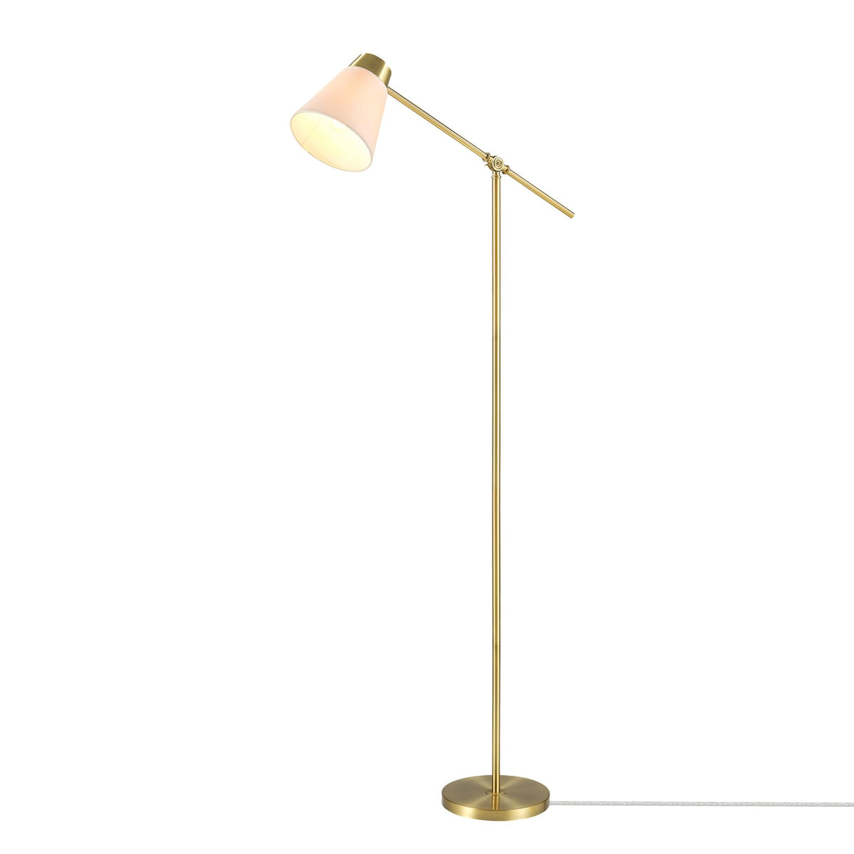 Novogratz x Globe Harrington 65 in Floor Lamp, 2-Tone Wood-Tone Base