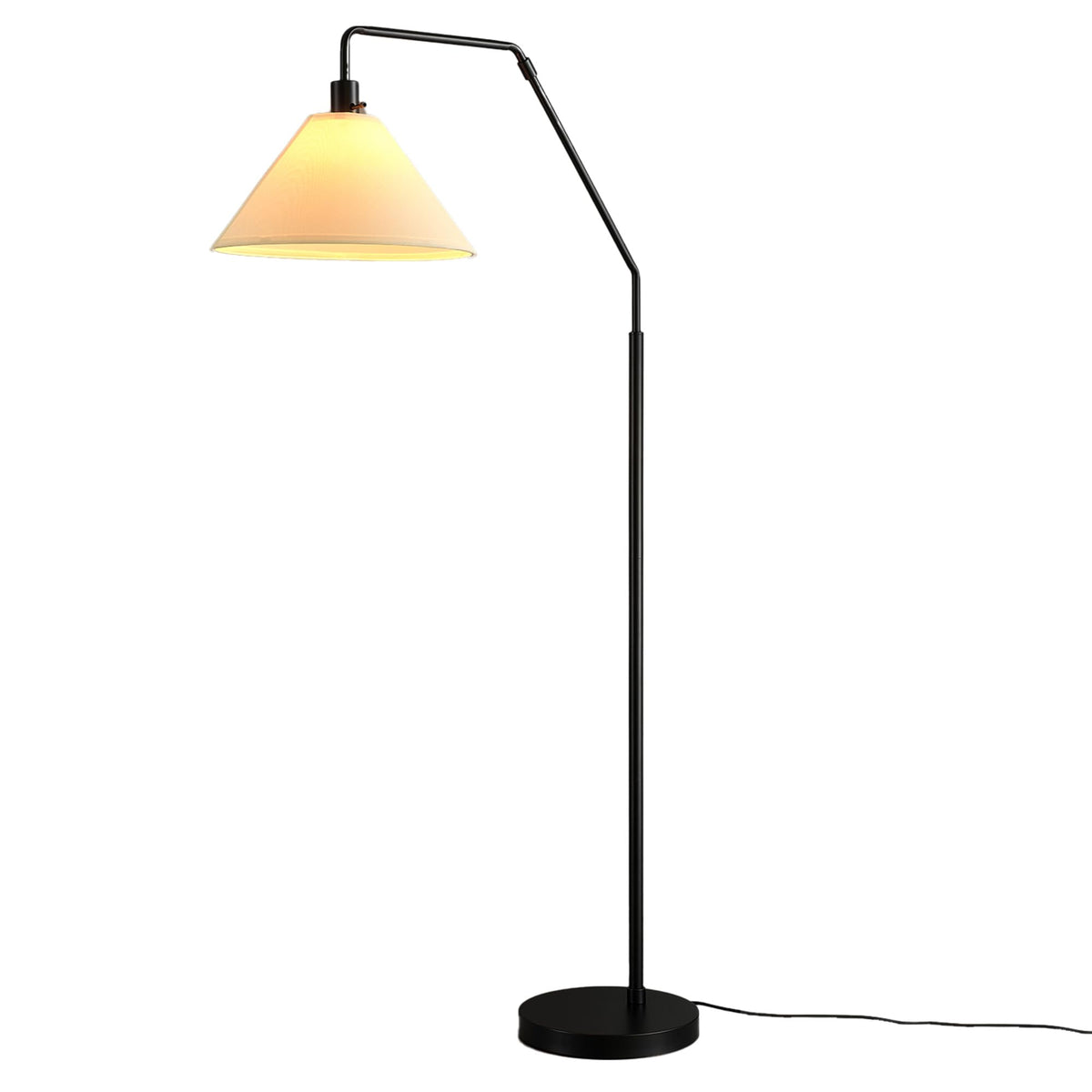 Novogratz x Globe Harrington 65 in Floor Lamp, 2-Tone Wood-Tone Base