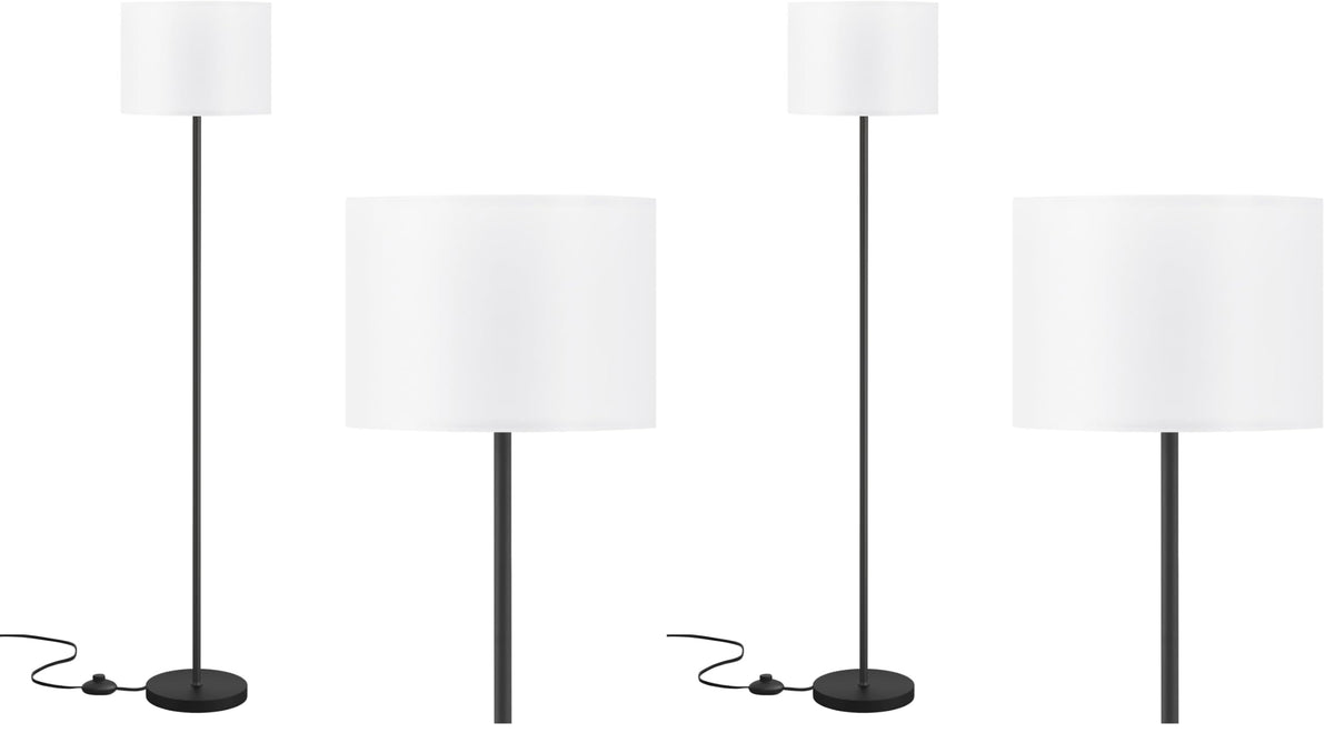 Ambimall 60'' Modern Floor Lamp with Shade, Tall Lamps for Living Room, Bedroom, Office, Dining Room, Beige Shade with Brown Pole(Without Bulb)