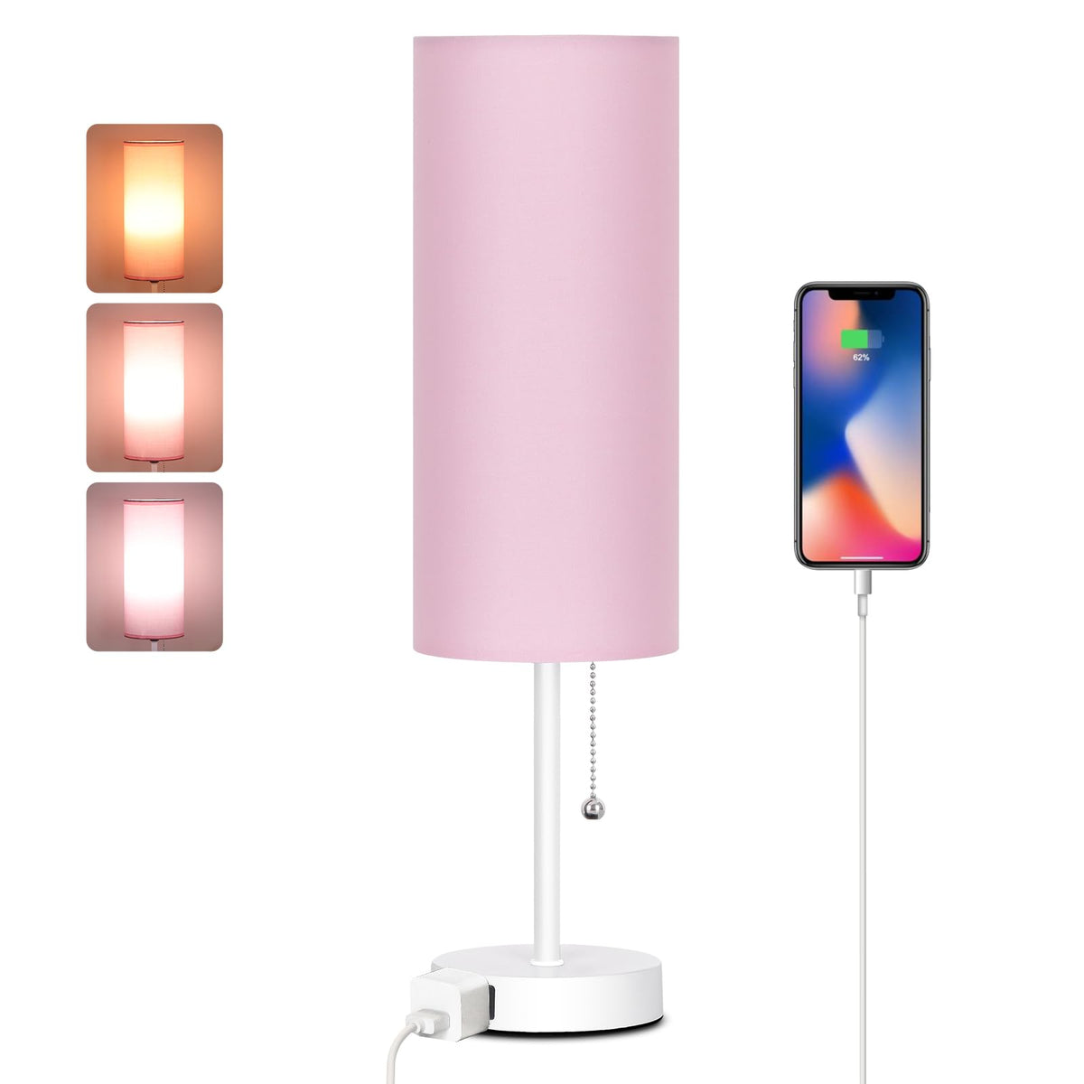 Bedside Table Lamp for Bedroom,Small Lamps for Night stands with Pull Chain