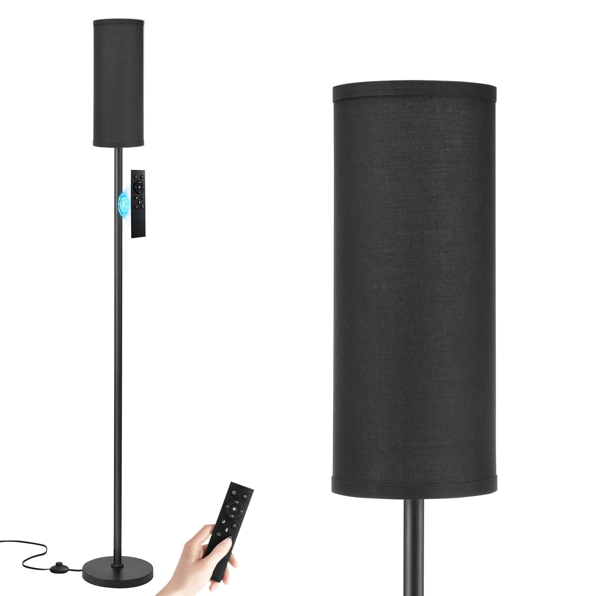 Ambimall 64" Modern Floor Lamp with Remote Control, 9W Bulb Included