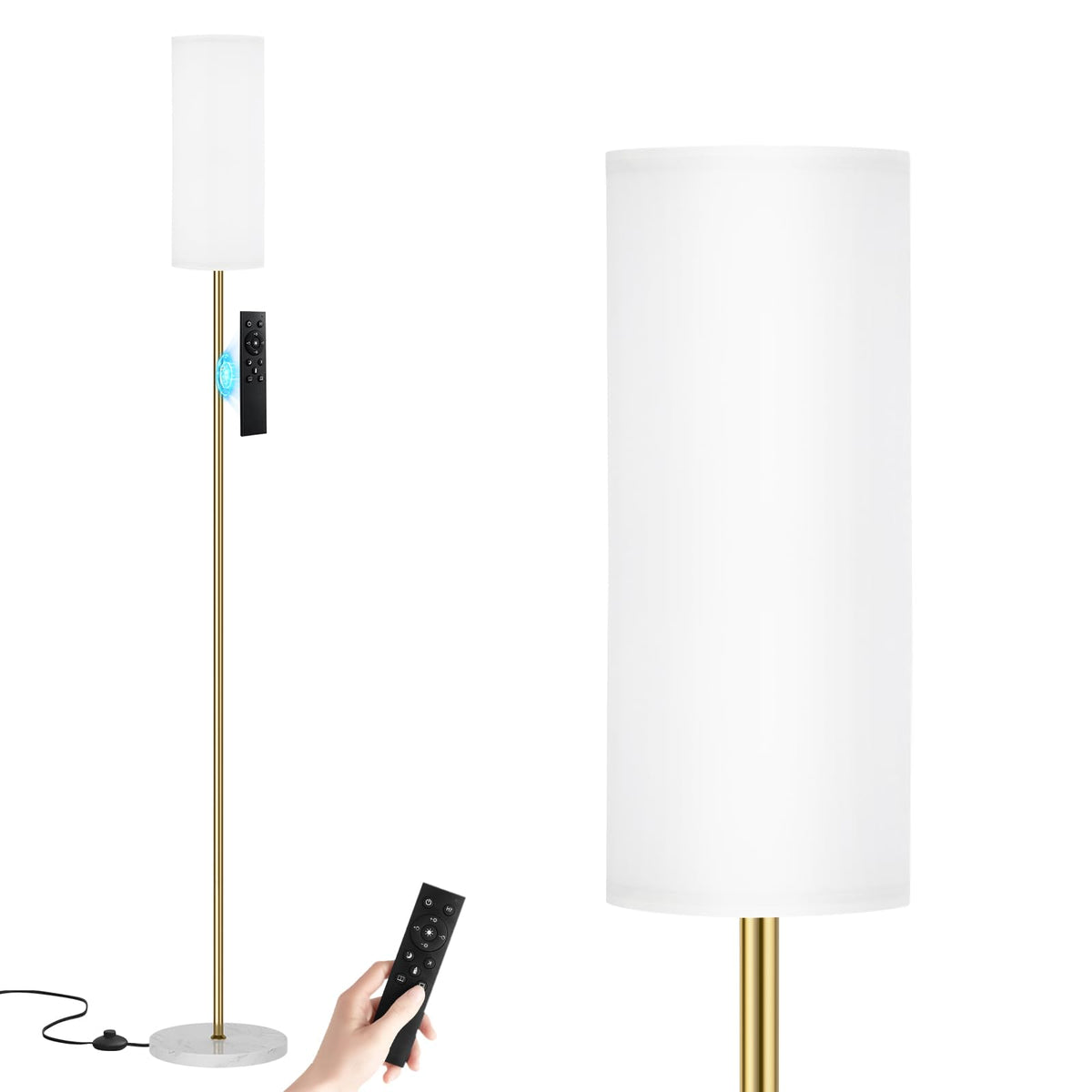 Ambimall 64" Modern Floor Lamp with Remote Control, 9W Bulb Included