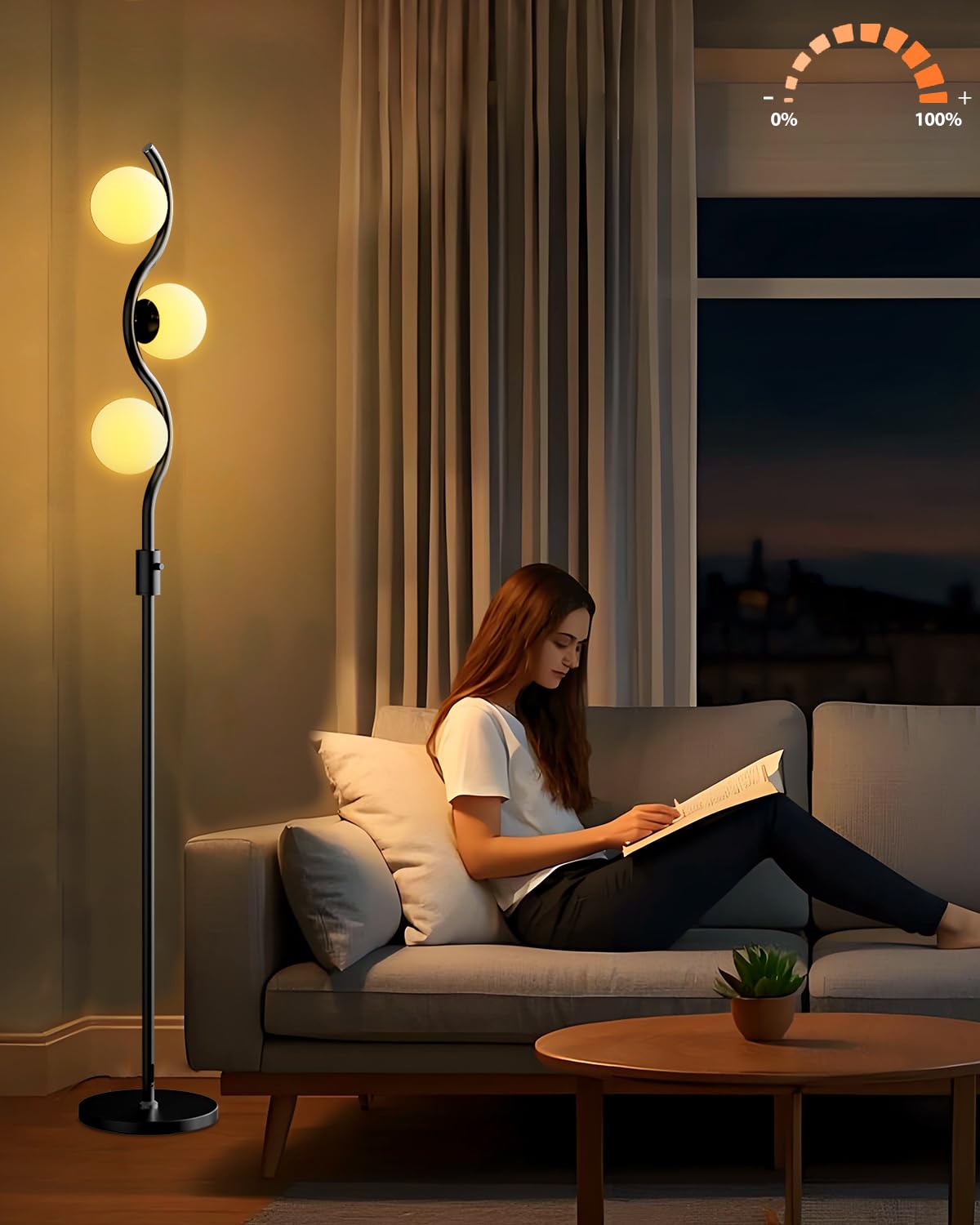 Lightdot 63IN Gold Floor Lamp Dimmable 3-Lights Globe LED Floor Lamps with 3000K Soft Warm White for Wedding/Party Tall Lamp with 5Lbs Heavy Base for Living Room/Bedroom/Sofa Beside/Corner Decor
