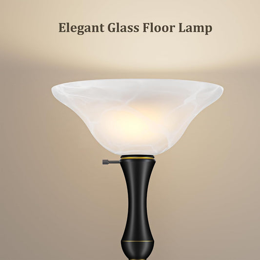 SIBRILLE Dimmable LED Torchiere Floor Lamp with Glass Shade