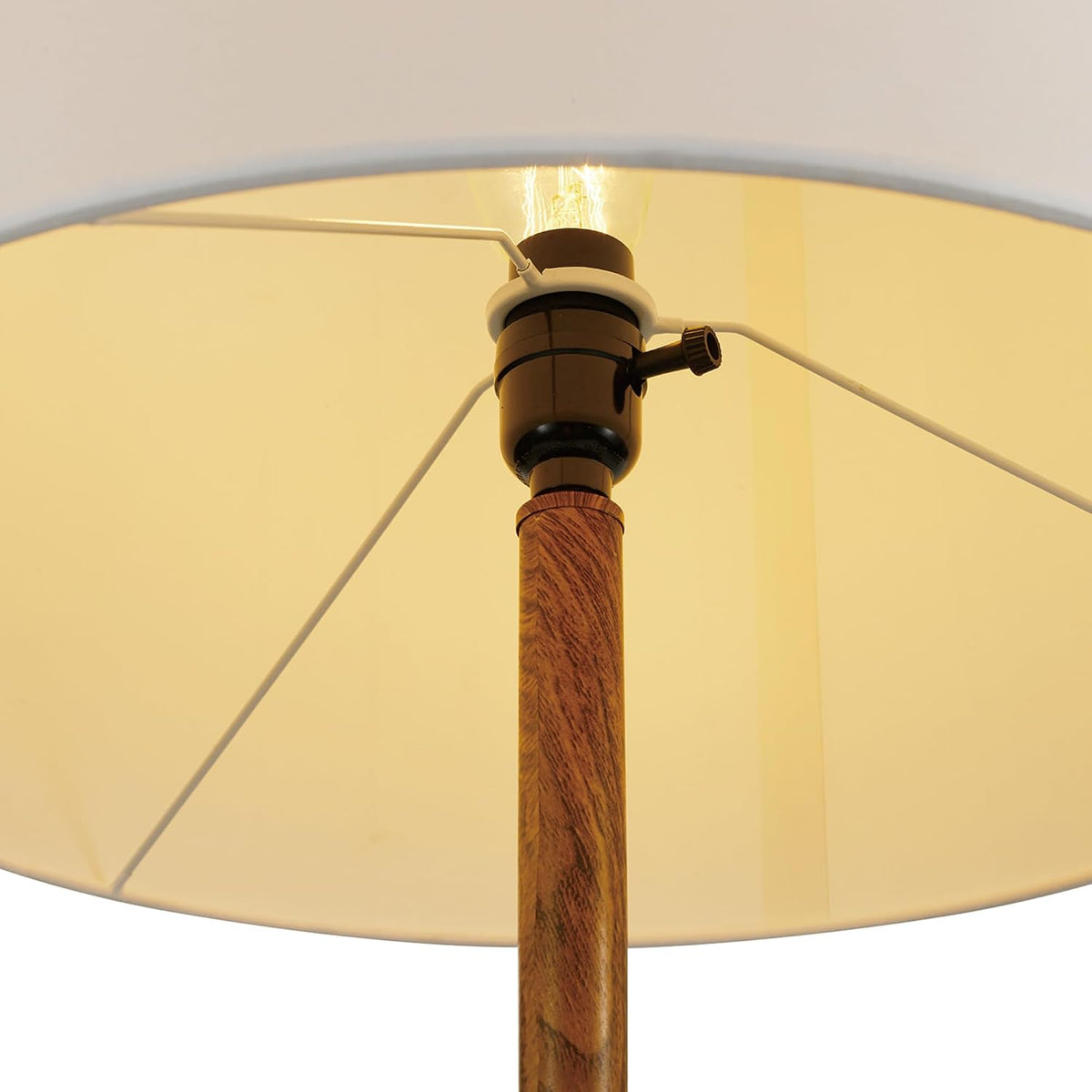 Novogratz x Globe Harrington 65 in Floor Lamp, 2-Tone Wood-Tone Base