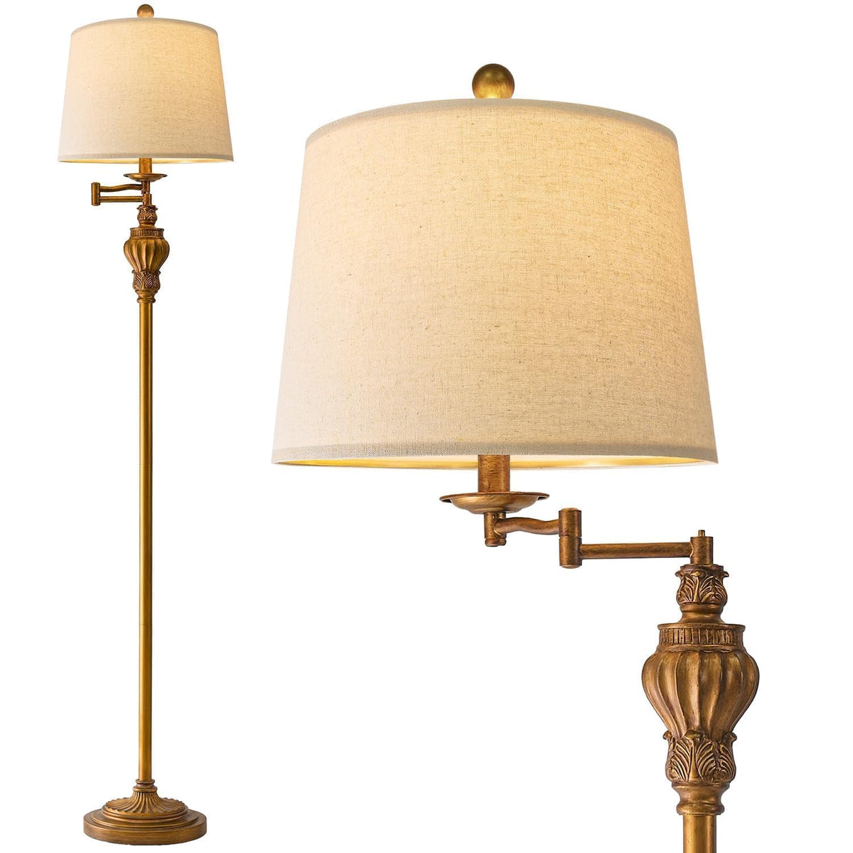Vintage Floor Lamp with 350° Adjustable Swing Arm 61" Lamps for Living Room