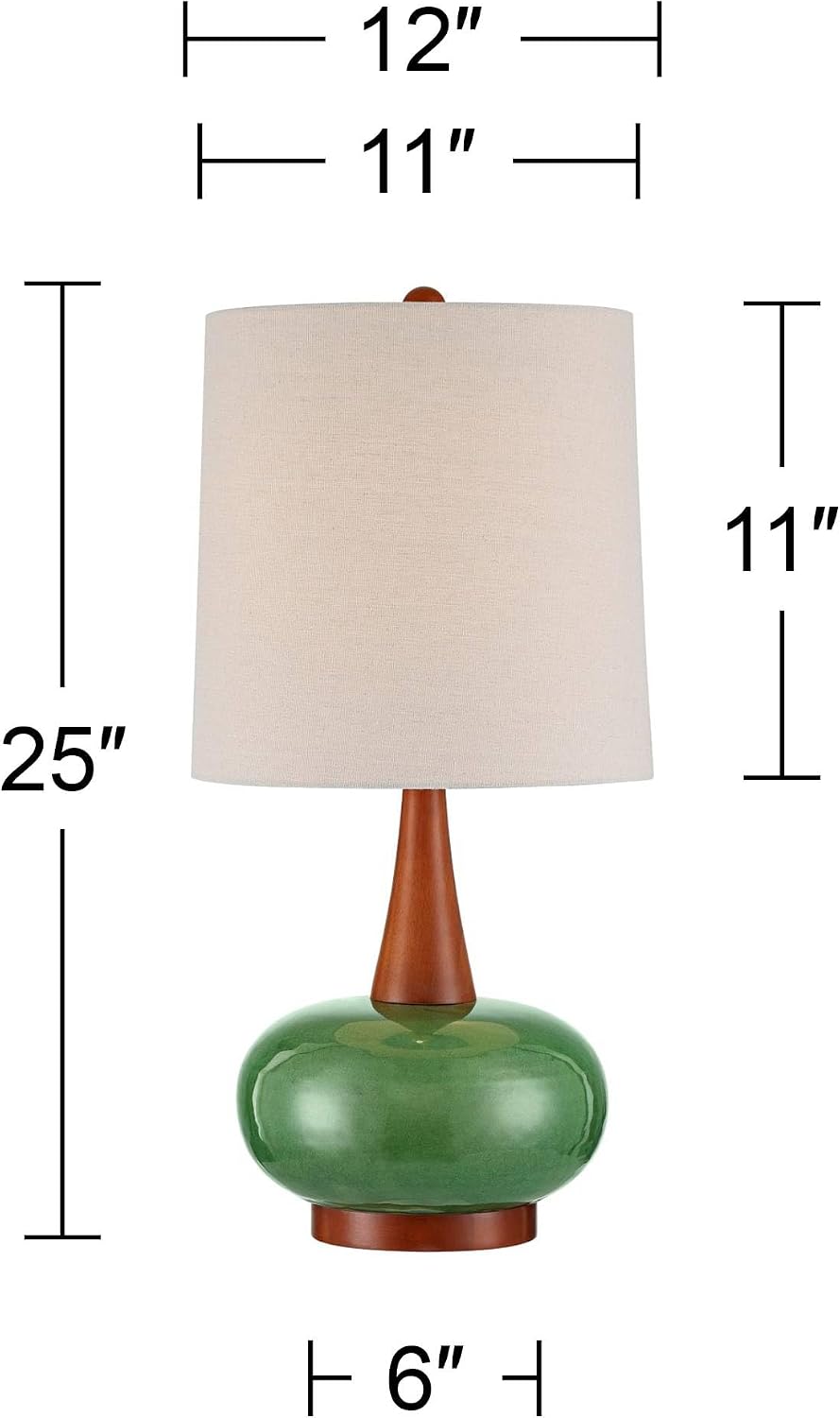 Andi 25" High 3-Way Table Lamp Modern Green Ceramic Cottage Mid Century
