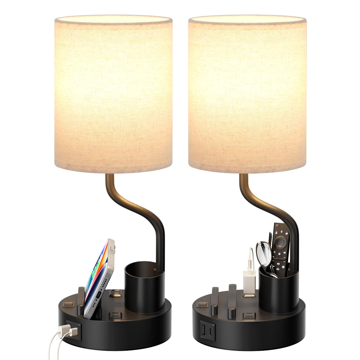 Fenmzee Bedside Lamps for Bedroom Set of 2 - Table Desk Lamp for Nightstand