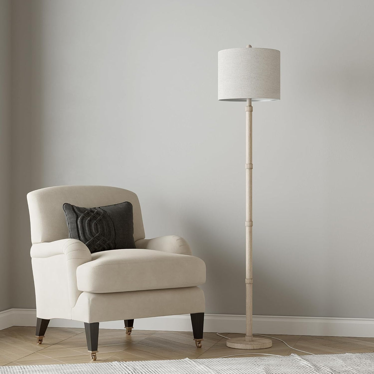 BOBOMOMO 62" Rustic Floor Lamp for Living Room, Retro Farmhouse Floor Lamp Rotary Switch, Resin Standing Lamp for Living Room, Corner, Dining Room, Bedroom, Home Decor