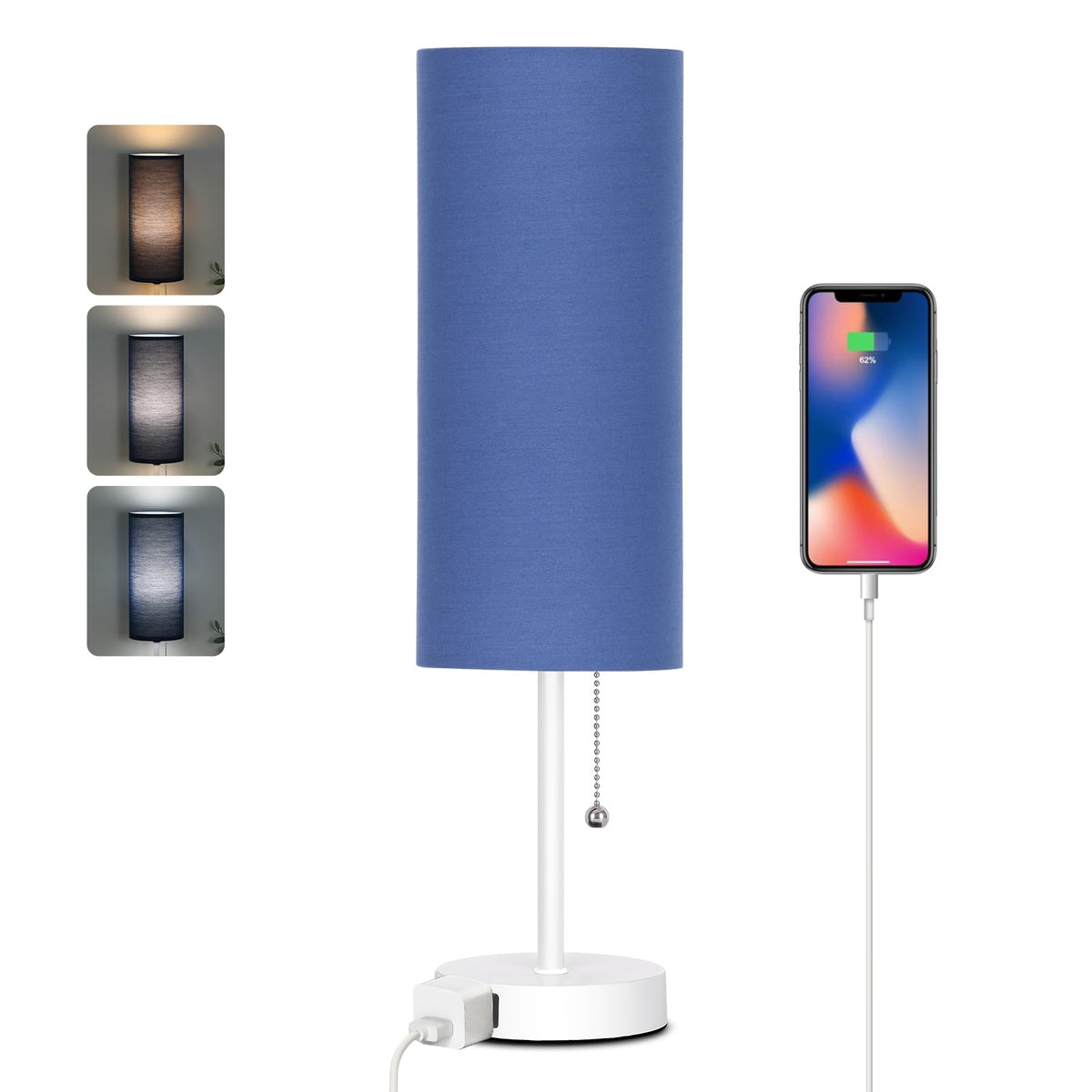 Bedside Table Lamp for Bedroom,Small Lamps for Night stands with Pull Chain