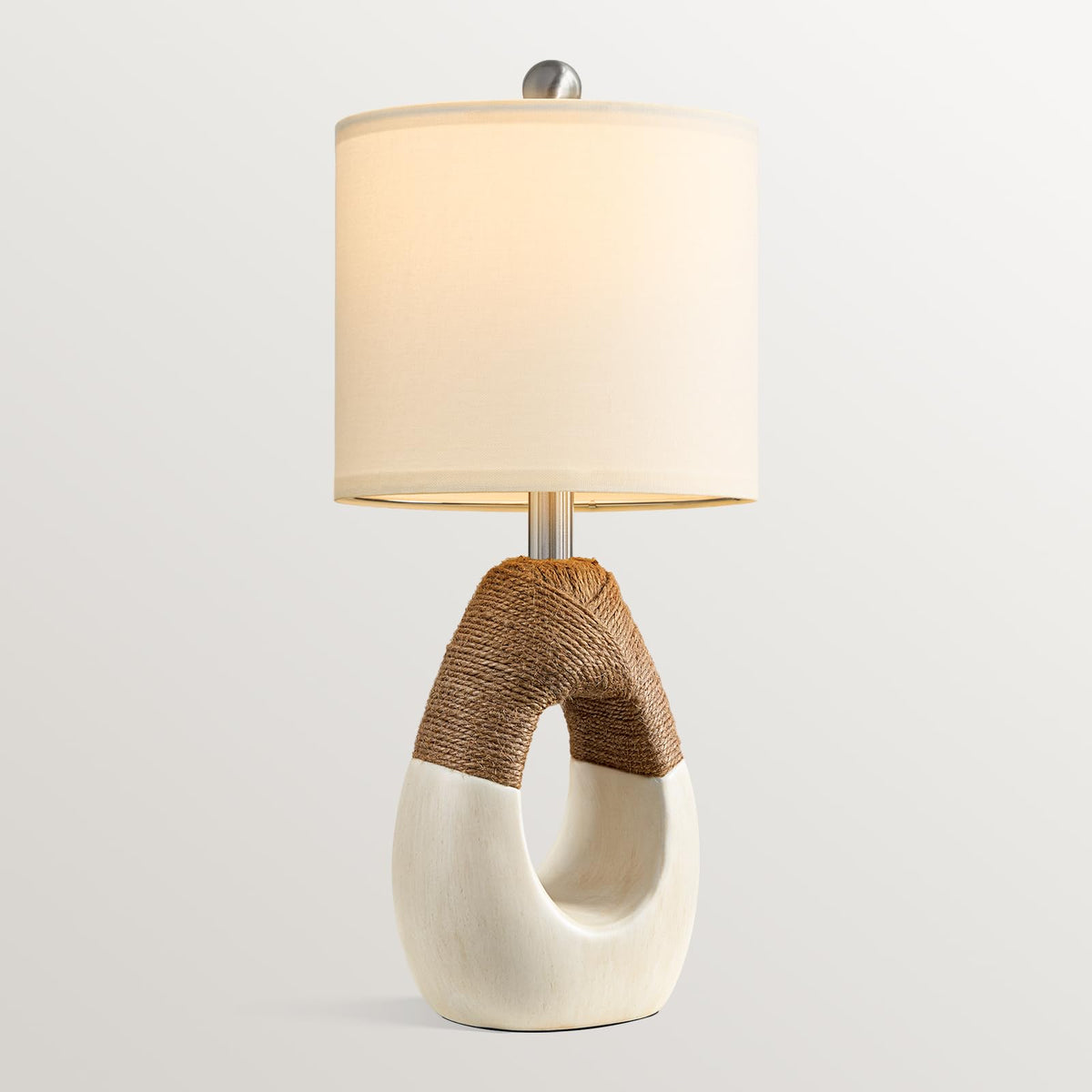 OYEARS 19” Boho Table Lamps Bedroom Living Room,Suitable for Small Space,Farmhouse Rattan Lamp Rustic Egg Design Resin Nightstand Bedside Lamps for Bedroom Living Room Office Study Rest Decor