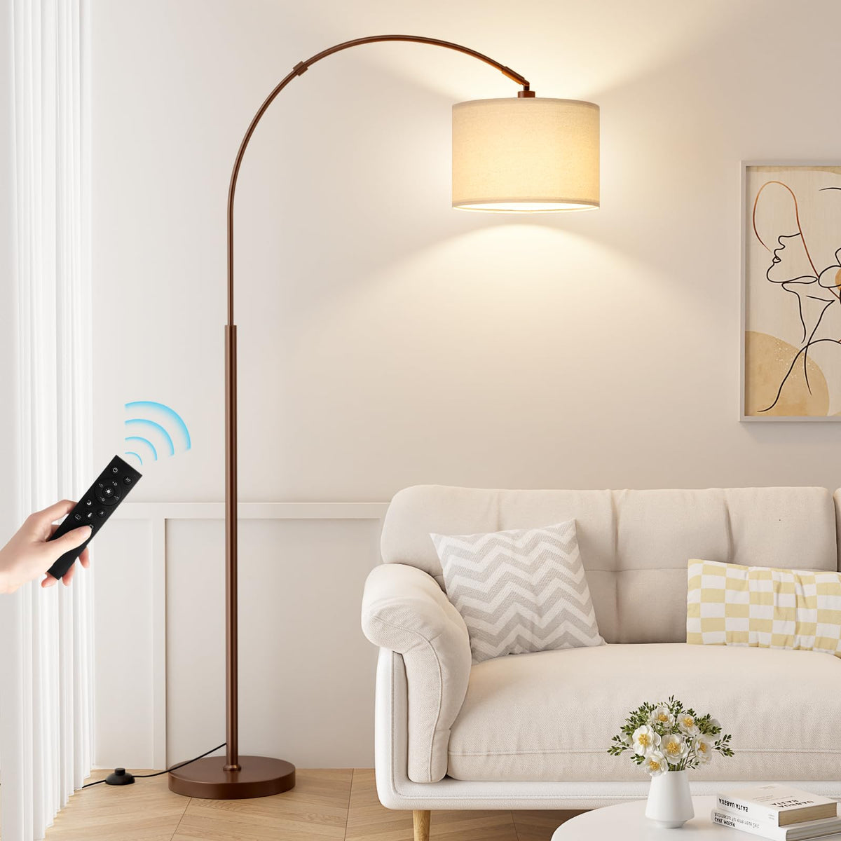 Ambimall 70" Dimmable Arc Floor Lamp with Remote, Color Temp Adjustable