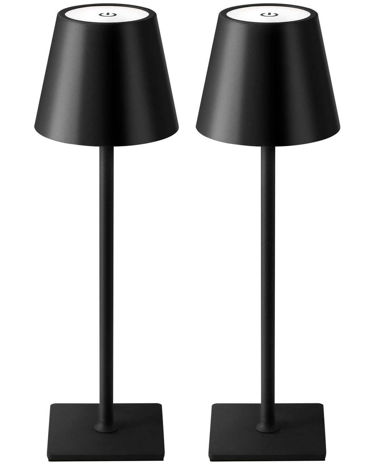 KDG 2 Pack Cordless Black Table Lamps, Rechargeable Portable LED Desk Lamps
