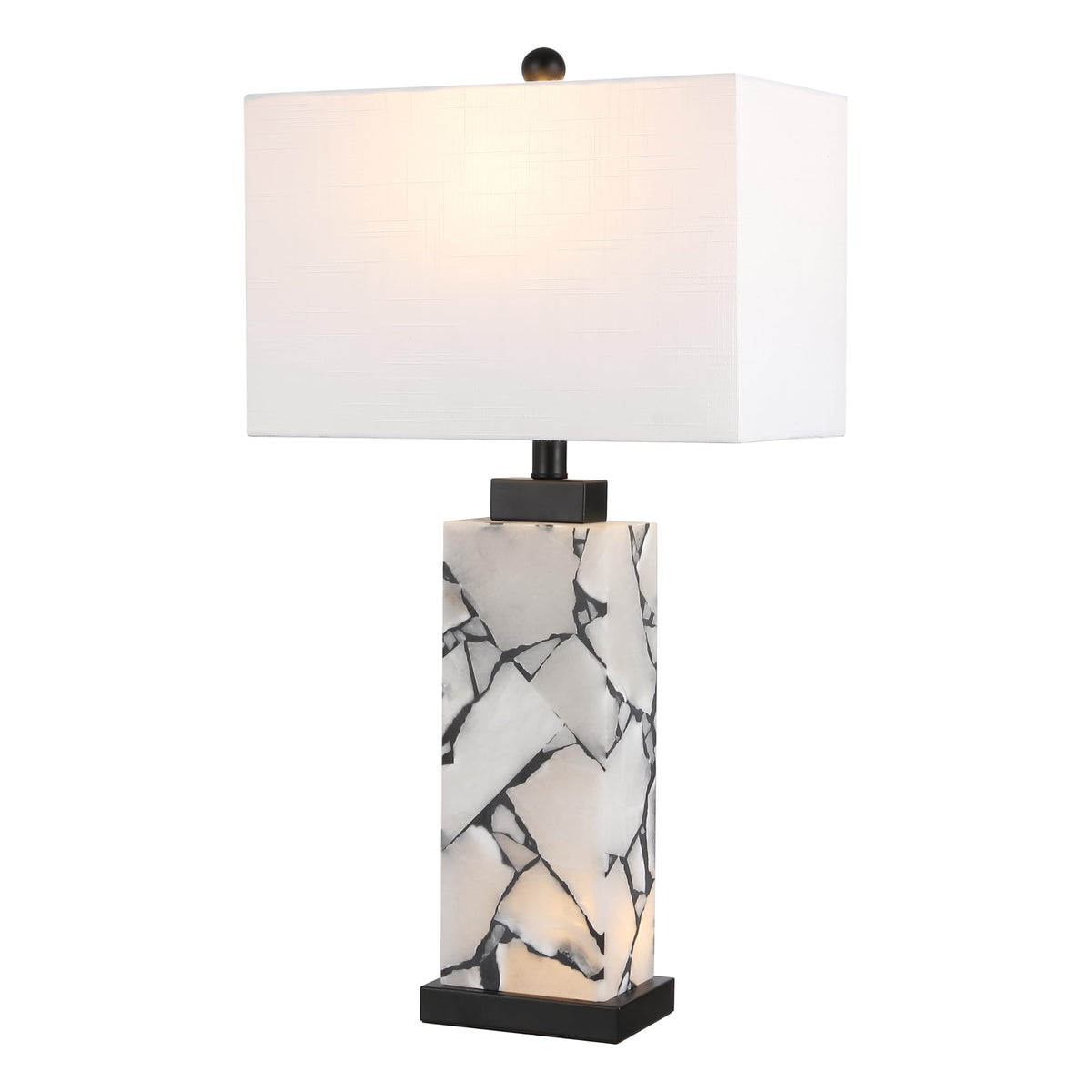 JONATHAN Y Elizabeth Alabaster Nightlight Lamp 27.5", White/Gold Painting