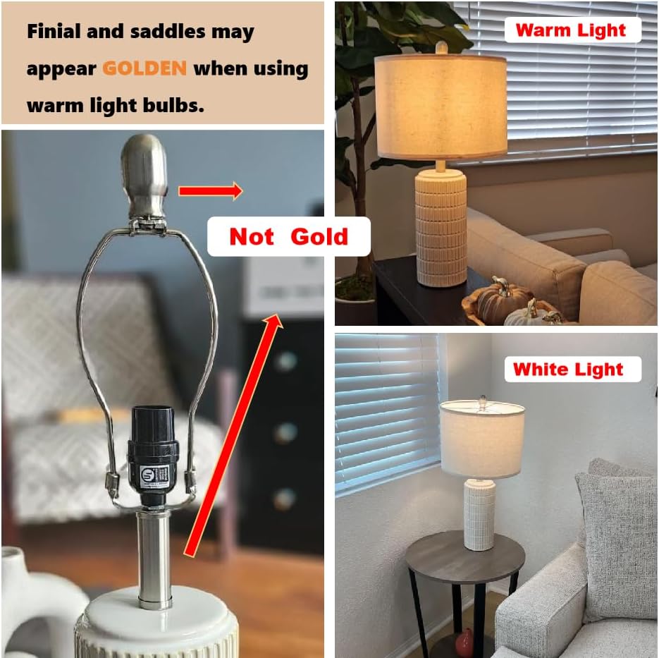 PoKat 23" Modern Ceramic Table Lamp Set of 2 for Living Room Bedroom, White