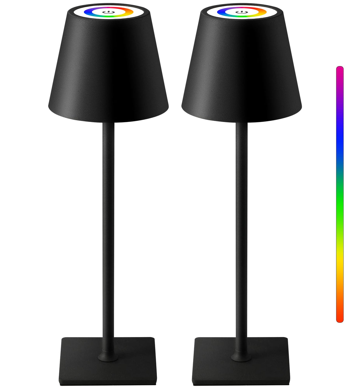 KDG 2 Pack Cordless Black Table Lamps, Rechargeable Portable LED Desk Lamps