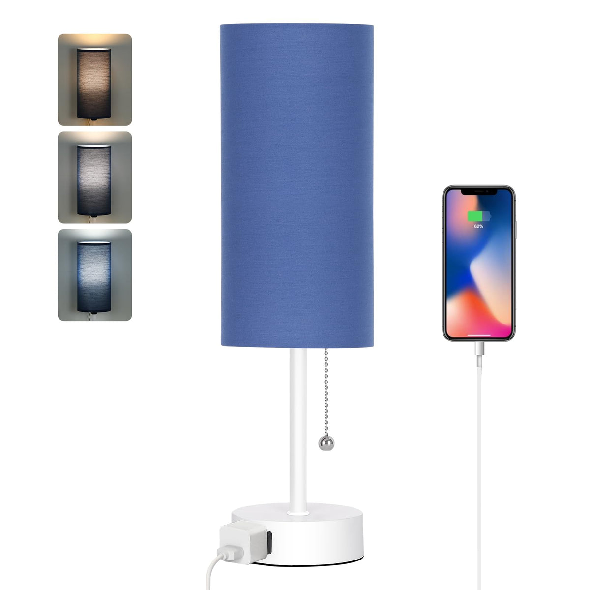 Bedside Table Lamp for Bedroom,Small Lamps for Night stands with Pull Chain