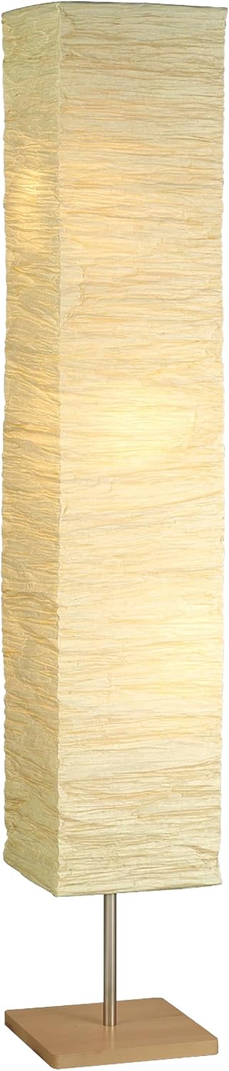 Adesso 3-Light Floor Lamp, Natural Wood & Beige, Adjustable, 58”