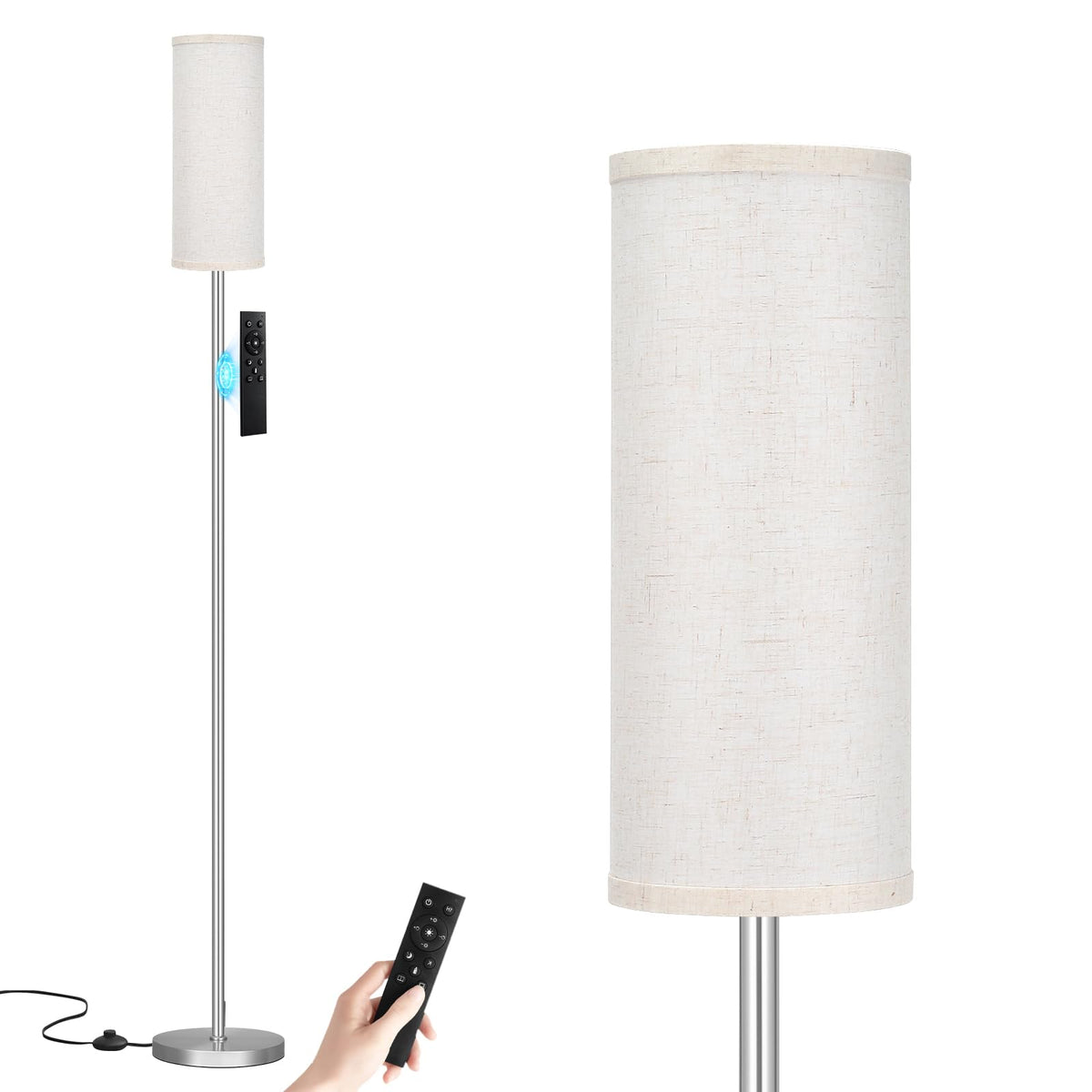Ambimall 64" Modern Floor Lamp with Remote Control, 9W Bulb Included