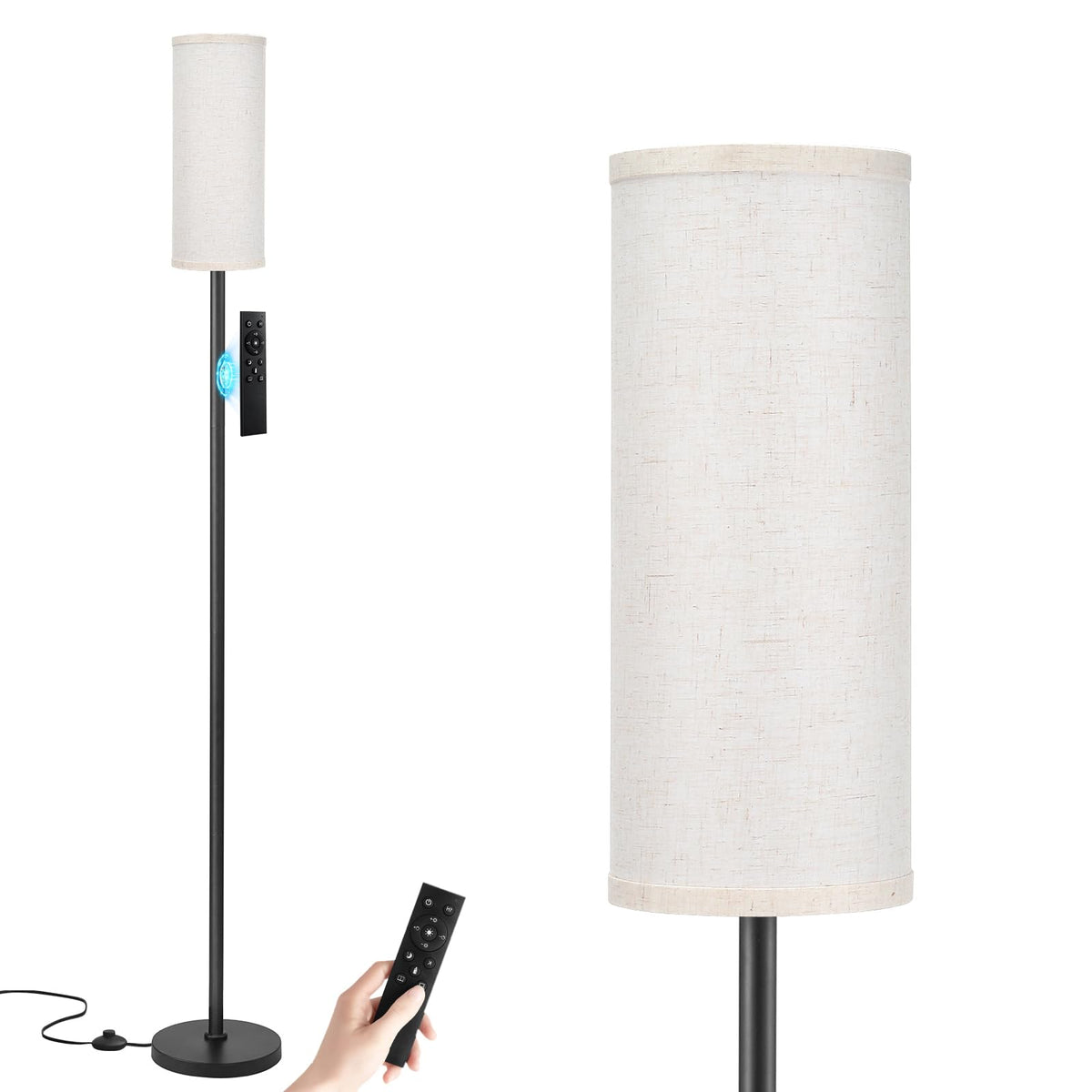 Ambimall 64" Modern Floor Lamp with Remote Control, 9W Bulb Included