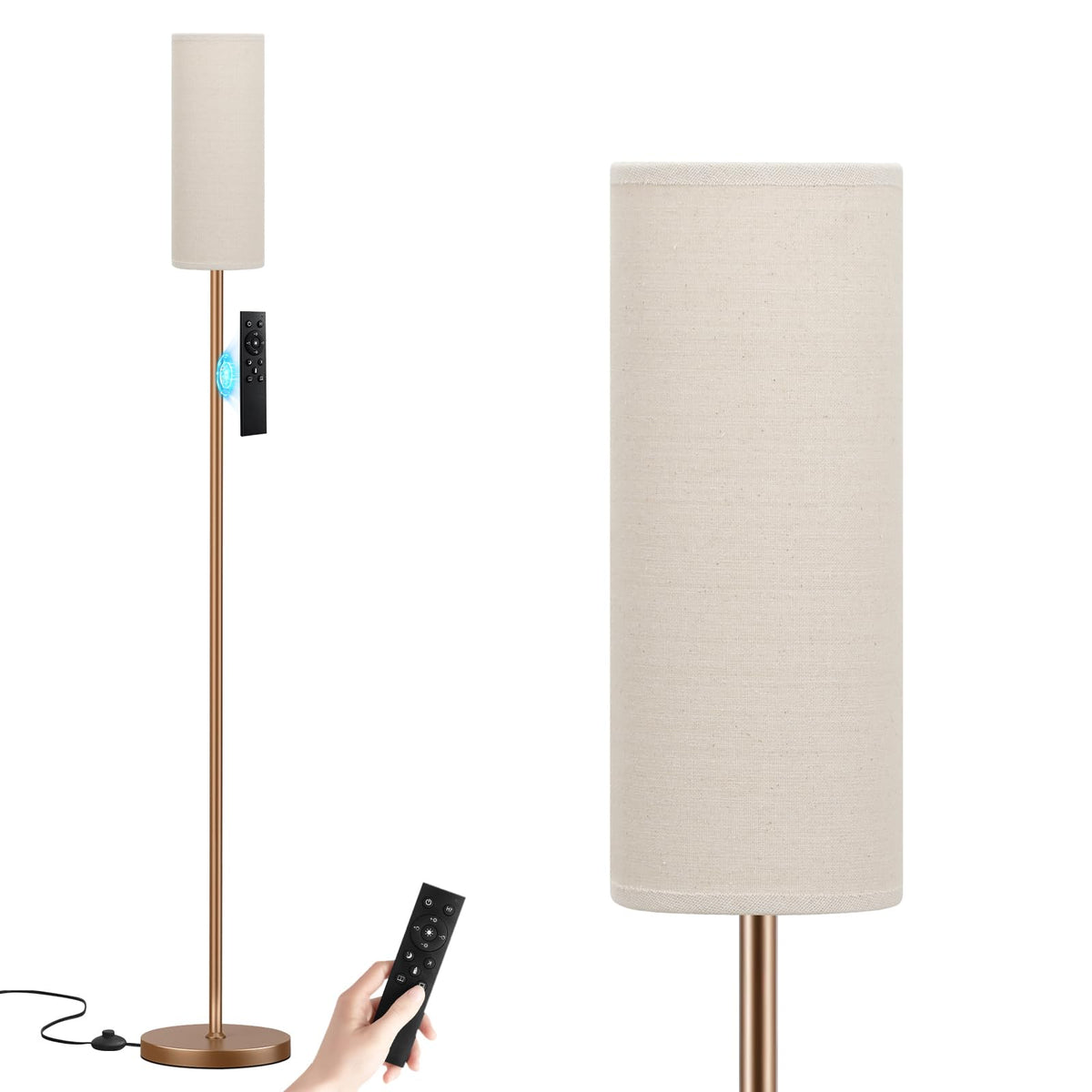 Ambimall 64" Modern Floor Lamp with Remote Control, 9W Bulb Included