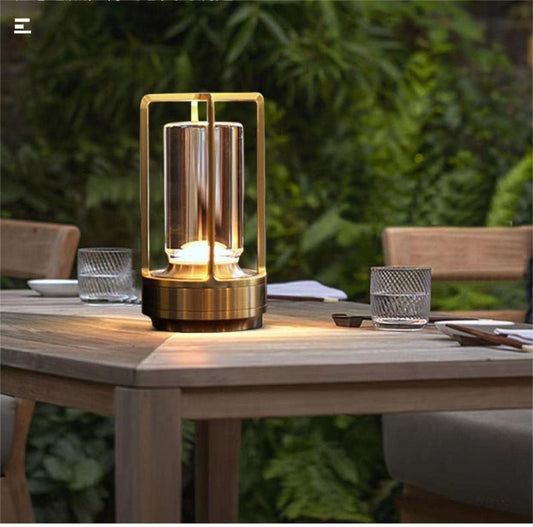 Portable Metal Table Lamp for Indoor/Outdoor，Rechargeable Cordless 3 Colors