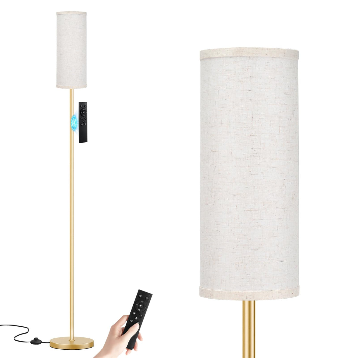 Ambimall 64" Modern Floor Lamp with Remote Control, 9W Bulb Included