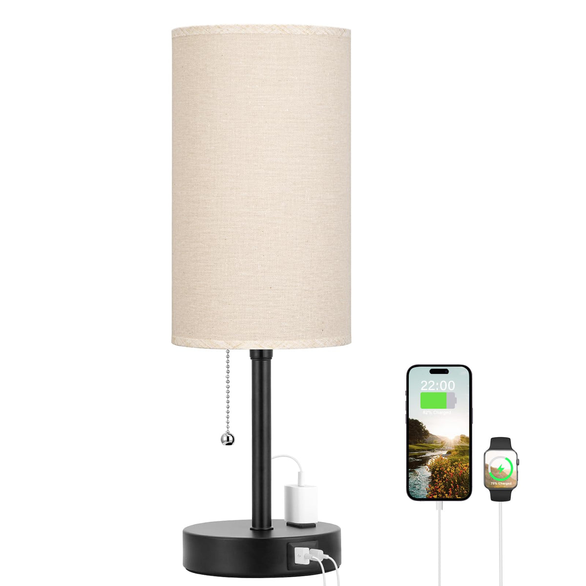 Dicoool Bedside Table Lamp for Bedroom - Small Desk Lamp with USB Ports