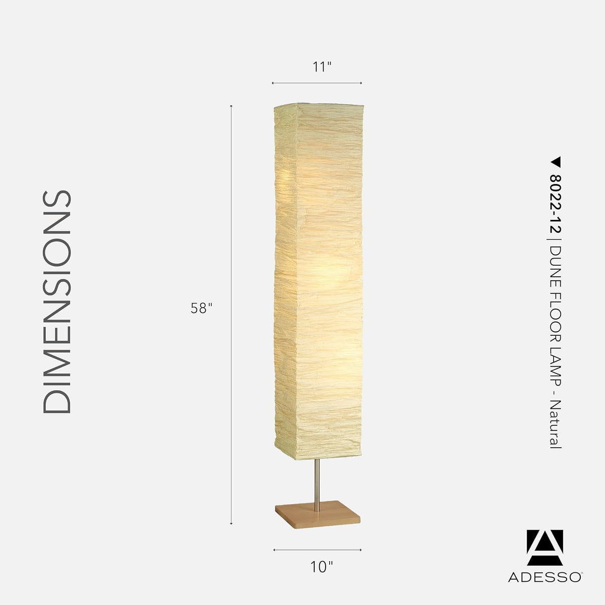 Adesso 3-Light Floor Lamp, Natural Wood & Beige, Adjustable, 58”